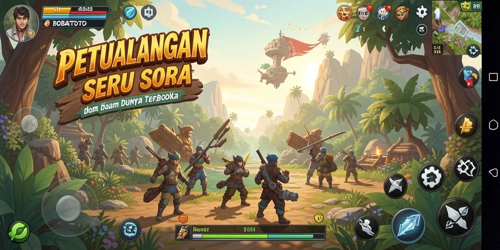 Tampilan gameplay seru dari BOBATOTO dalam dunia terbuka.